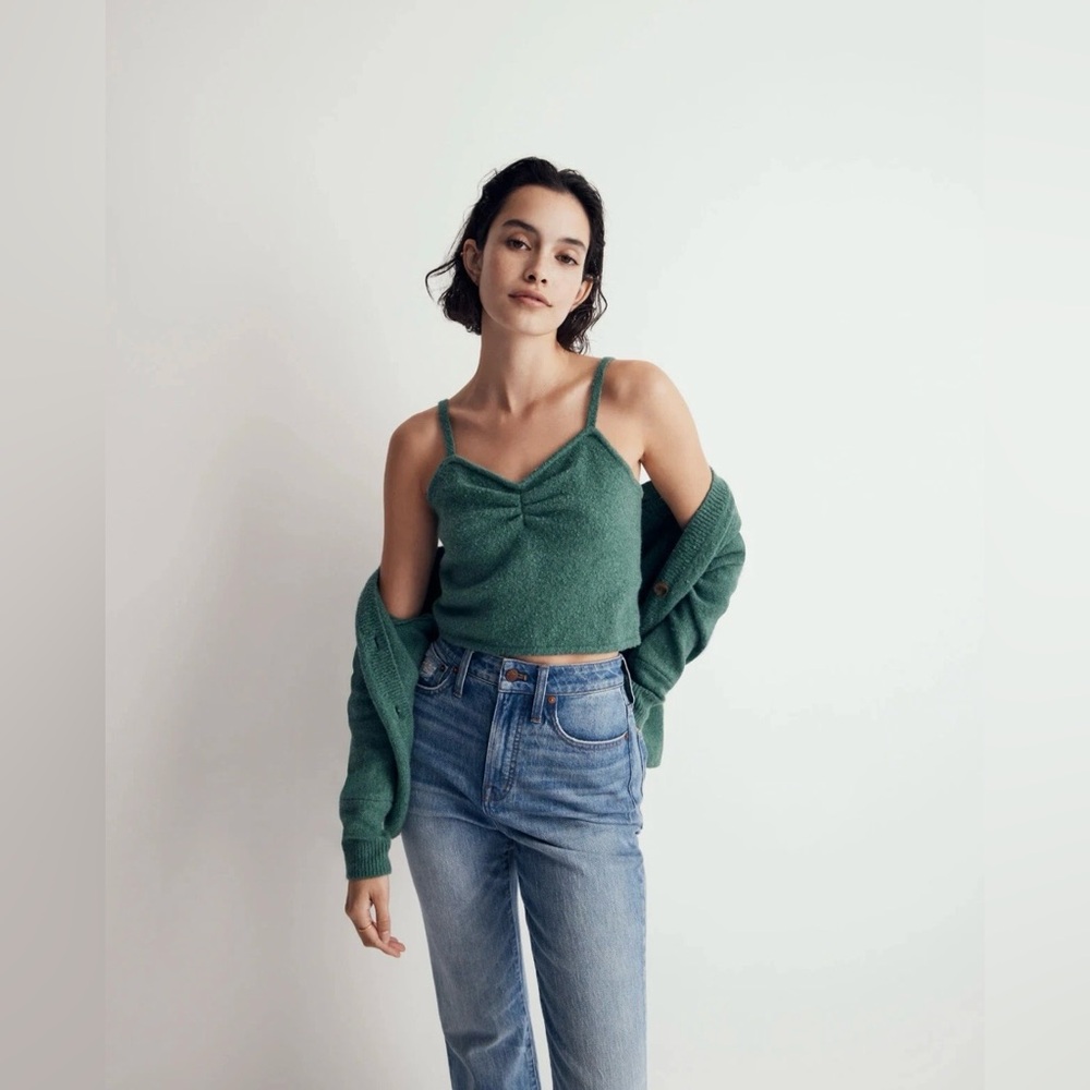 Madewell Mapleton Crop Sweater Tank Green NWT Medium